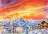 draw landscape drawing with watercolor painting illustration