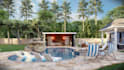 render realistic 3d backyard landscape design renovation garden pool patio deck