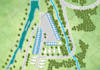 create rendering of rv park, tiny house community, campground, storage facility