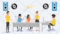 draw cartoon character in flat design vector style