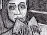 draw a stylized, neoexpressionistic black and white portrait