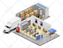 create isometric environment illustration low poly 3d