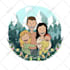 cartoon style family portrait