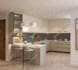 kitchen, living room design and 3d rendering
