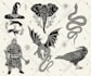create flash tattoo woodblock style, traditional, vintage