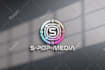 design minimalistic gradient logo with social media and branding kit