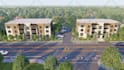 visualize apartment buildings, exterior 3d rendering