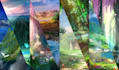 draw 5 scennes enviroments background for your project