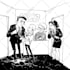 draw black and white funny cartoon illustration