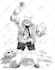 draw black and white funny cartoon illustration
