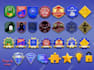 design award, digital, shield, web badge, seal and stamp