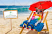 promote your dog logo on laptop with funny dog on beach