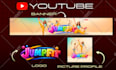 design a youtube banner, logo, and create custom cartoon, kids, vtuber, anime