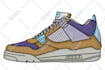 draw simple line art and detail color for shoes