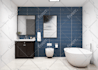 do modern bathroom interior design and realistic 3d rendering