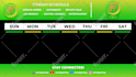 design a custom animated weekly stream schedule for twitch and kick streamers