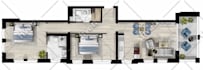 create a detailed colored floor plan for interior and real estate presentations
