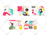 make flat vector line art illustration for website and apps
