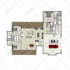 design 2d color floor plan with 3d effect