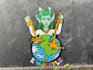 paint real graffiti art on the street wall