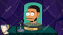 draw your head in a futuristic cartoon jar