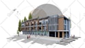 make 3d architectural render with collage style in photoshop