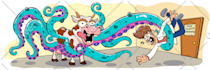 create a funny and bizarre hand drawn cartoon illustration