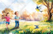 draw custom children book watercolor illustrations and cover