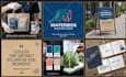 design logo, brand style guide or brand identity guidelines with branding kit