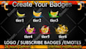 design bulk twitch, kick, discord emotes, sub badges, bit badges for streamers