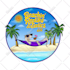 create custom beach logo summer mascot or tropical resort badge