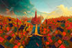 draw watercolor landscape concept art illustration