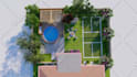 design and render swimming pool, backyard, villa landscape