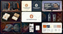 design logo, brand style guide or brand identity guidelines with branding kit