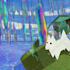 make a retro 3d low poly cgi scene