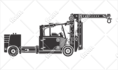 design construction or coal mining unit and heavy equipment icons or vectors