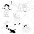 draw black and white cartoon character line art