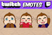 create a cute custom emotes for twitch or kick