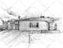 do architectural hand drawing in black and white