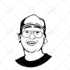 do face image line art black and white vector portrait
