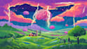 illustrate fantastic flat vector landscape illustration