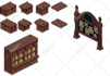 create isometric pixel art assets, background for you