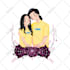 draw a cute couple illustration for gift or profile pictures