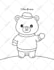 create cute line art drawing for bold and easy coloring book pages