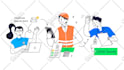 make flat vector line art illustration for website and apps