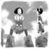draw black and white funny cartoon illustration