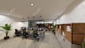 do office interior design, office layout, and 3d rendering