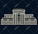create a building icon illustration with outline style