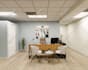 create office workspace, coworking open space and home office 3d interior design