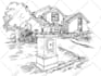 create architectural hand drawn sketches in ink